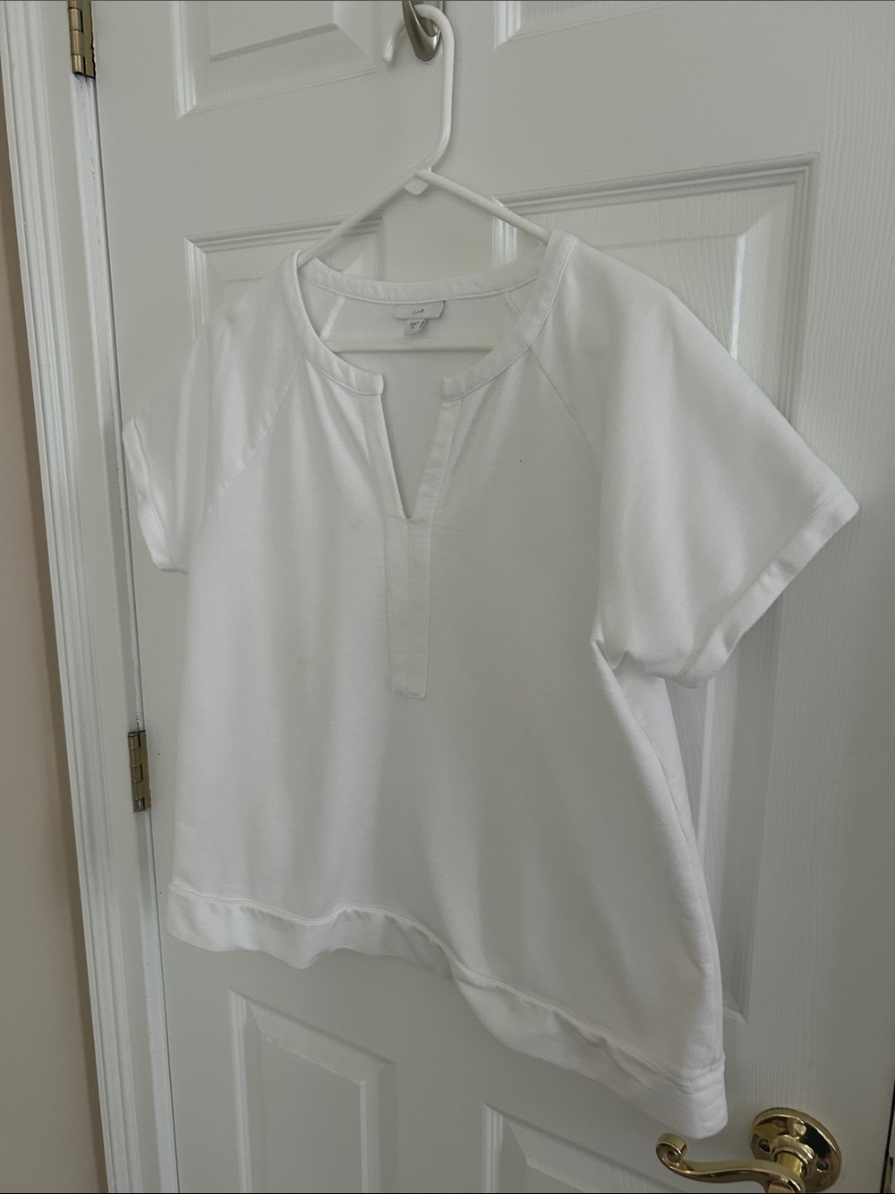 J.Jill White Short-Sleeve Split-Neck  100% cotton - Women's